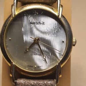 🦋10/$20🦋 Watch-It Goldtone/MOP Leather Women's Watch